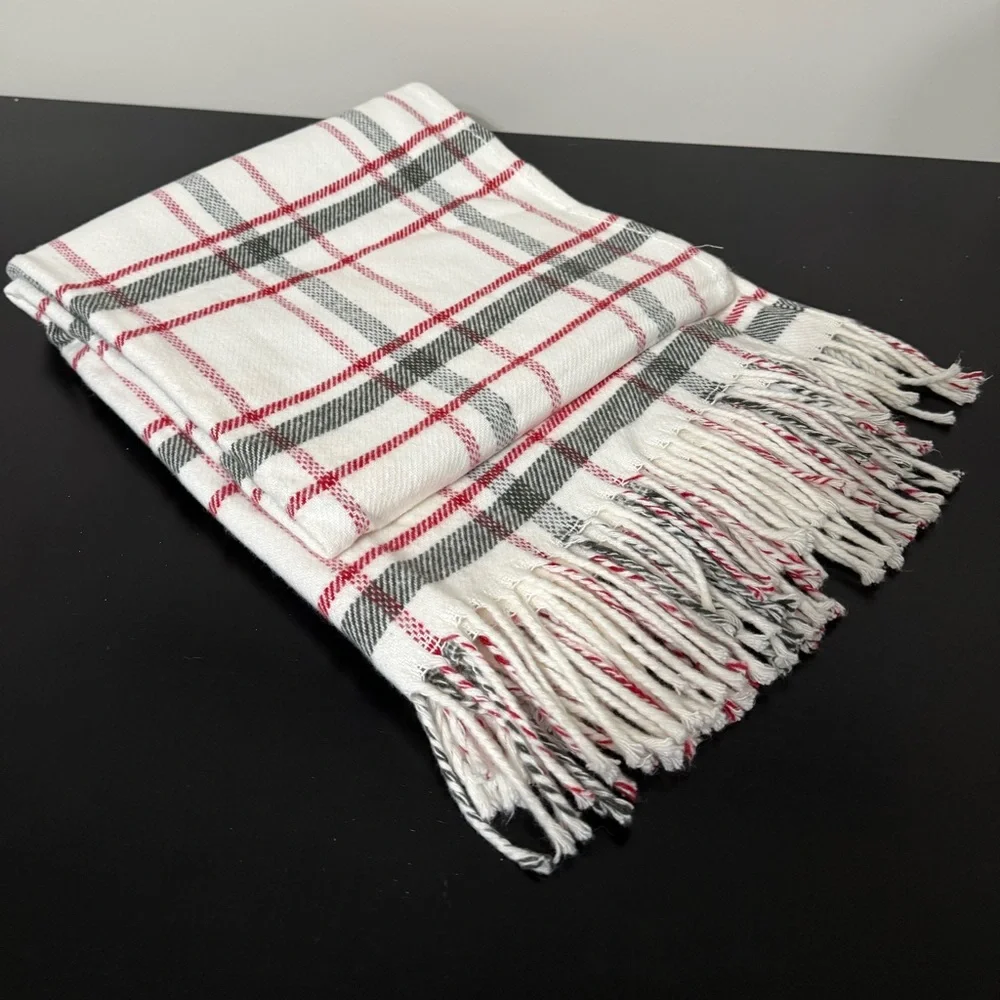 Red and Green Plaid Fringe Blanket
